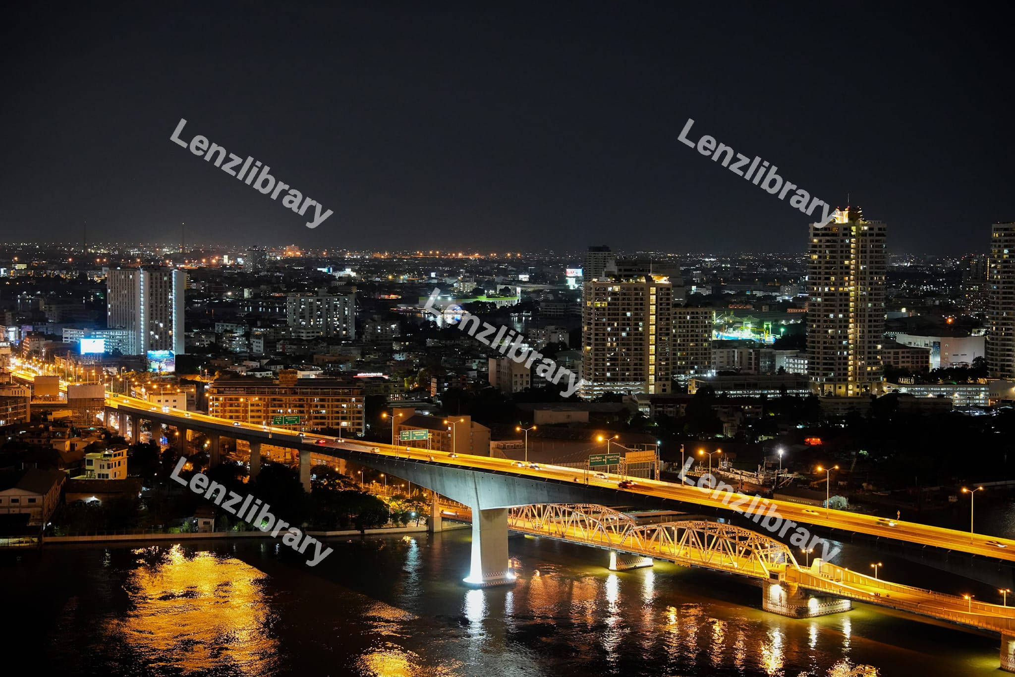 Lit up City at night